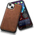 Mobizang Tux Back Case for Apple iPhone 14 , Slim Leather Shockproof Camera Protection Back Cover (Brown)