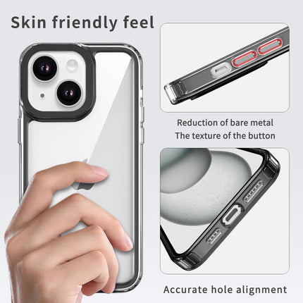 Mobizang Warrior Acrylic Clear Back Cover For Apple iPhone 15 | Slim Shockproof [Military Grade Protection] Hybrid Bumper Case (Black Sides)