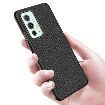 Soft Fabric Hybrid for OnePlus 9RT Back Cover, Shockproof Protection Slim Hard Back Case (Black)