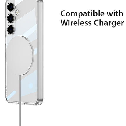 Mobizang Clear Airbag + Ring Back Case for Samsung Galaxy S24 Plus | Transparent Shockproof Slim Hard PC Shell Protective Cover (Clear)