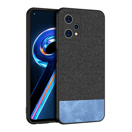 Soft Fabric & Leather Hybrid Protective Case Cover for Realme 9 Pro Plus (Black ,Blue)