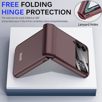 Mobizang Ultra Thin Back Cover for Galaxy Z Flip4 , Magnetic Hinge Protection and Inbuilt Glass Window Protection , Burgundy