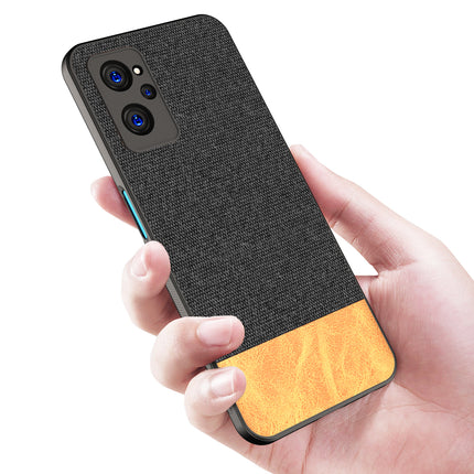 Soft Fabric & Leather Hybrid Protective Case Cover for Realme 9i (Black ,Brown)
