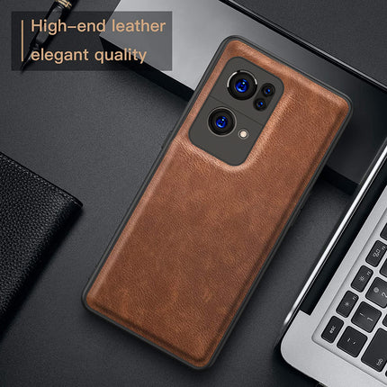 Tux Back Case For Oppo Reno 7 Pro (5G) , Slim Leather Case with Soft Edge Shockproof Back Cover (Brown)
