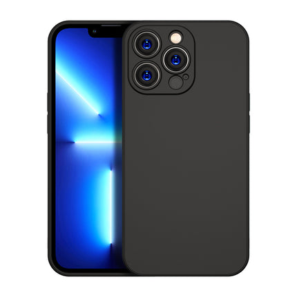 Matte Lens Protective Back Cover for Apple iPhone 13 PRO MAX (6.7) , Slim Silicone with Soft Lining Shockproof Flexible Full Body Bumper Case (Black)