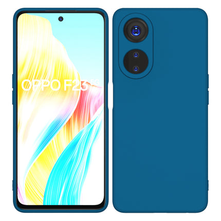 Mobizang Matte Protective Lens Flexible Back Cover for Oppo F23 | Slim Silicone with Soft Lining Shockproof Full Body Bumper Case (Blue)