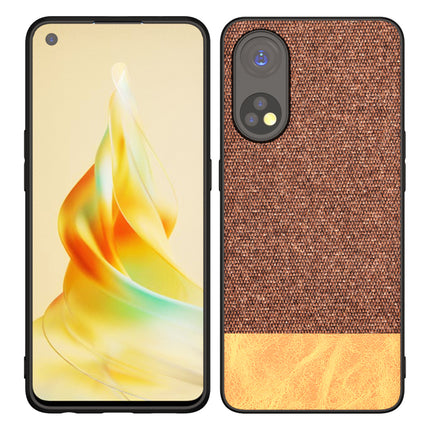Mobizang Soft Fabric & Leather Hybrid for Oppo Reno 8T (5G) Back Cover | Shockproof Hybrid Slim Hard Anti Slip Back Case (Brown)