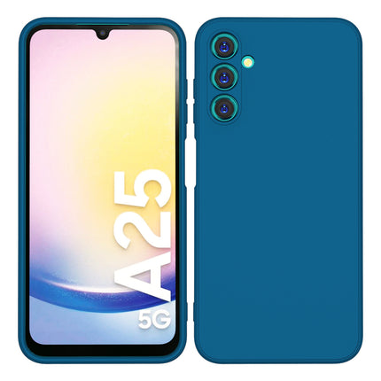 Mobizang Matte Protective Lens Flexible Back Cover for Samsung Galaxy A25 | Slim Silicone with Soft Lining Shockproof Full Body Bumper Case (Blue)