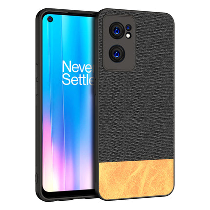 Soft Fabric & Leather Hybrid Protective Case Cover for OnePlus Nord CE 2 (5G) (Black ,Brown)