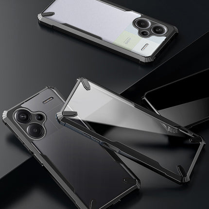 Mobizang Bull Clear Back Cover for Redmi Note 13 PRO PLUS | [Military Grade Protection] Shock Proof Slim Hybrid Bumper Case (Black)