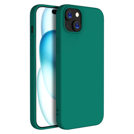 Mobizang Matte Protective Lens Flexible Back Cover for Apple iPhone 15 Plus | Slim Silicone with Soft Lining Shockproof Full Body Bumper Case (Green)