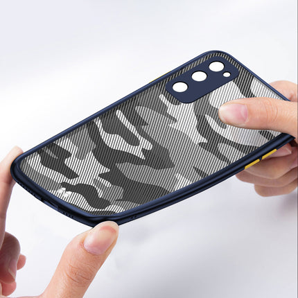 Camouflage Paper Thin Back Cover For Samsung Galaxy S20 FE , Super Slim Matte Translucent Full Protection Back Case (Blue)