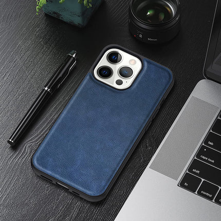 Tux Back Case for Apple iPhone 13 Pro , Slim Leather Case with Soft Edge Shockproof Back Cover (Black,Blue)