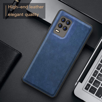 Tux Back Case For Realme 8 (5G) , Slim Leather Case with Soft Edge Shockproof Back Cover (Blue)