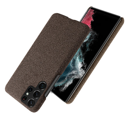 Mobizang Woven Soft Fabric Case for Samsung Galaxy S23 ULTRA Back Cover , Shock Protection Slim Hard Anti Slip Back Cover (Brown)