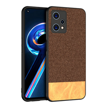 Soft Fabric & Leather Hybrid Protective Case Cover for Realme 9 Pro (Brown)