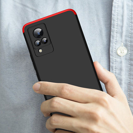 Double Dip Full 360 Protection Back Case Cover for Vivo V21 (Red,Black)