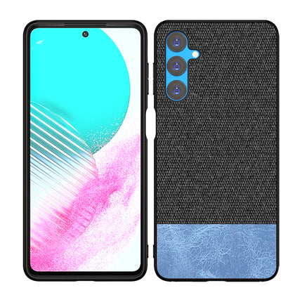 KAPA Soft Fabric & Leather Hybrid Protective Back Cover for Samsung Galaxy F54 | Shockproof Slim Hard Anti Slip Back Case (Black , Blue)