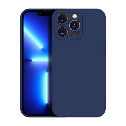 Matte Lens Protective Back Cover for Apple iPhone 13 PRO (6.1) , Slim Silicone with Soft Lining Shockproof Flexible Full Body Bumper Case (Blue)