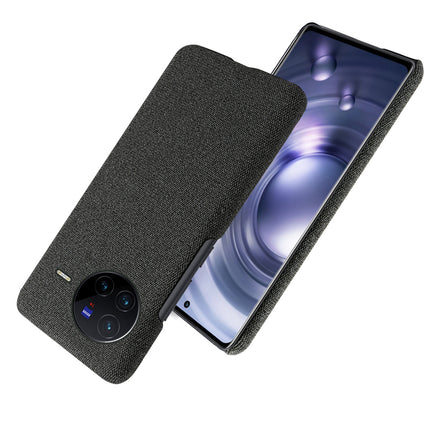 Mobizang Woven Soft Fabric Case for Vivo X80 (5G) Back Cover,  Shock Protection Slim Hard Anti Slip Back Cover (Black)