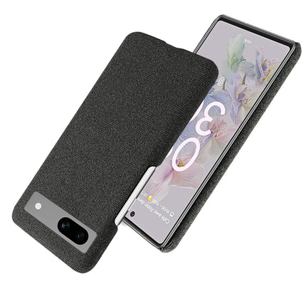 Mobizang Woven Soft Fabric Case for Google Pixel 7A Back Cover , Slim Hard Anti Slip Cover (Black)