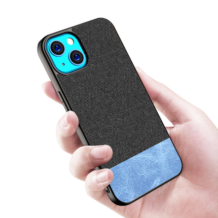 Soft fabric & Leather Hybrid Protective Case Cover for Apple iphone 13 (Black,Blue)
