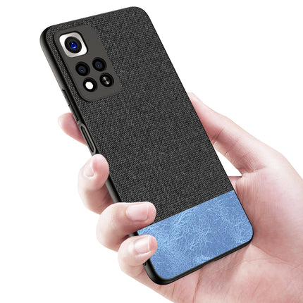 Soft Fabric & Leather Hybrid Protective Case Cover for Xiaomi 11i HyperCharge (Black,Blue)