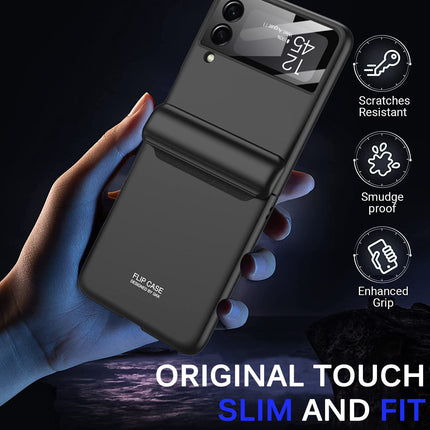 Mobizang Ultra Thin Back Cover for Galaxy Z Flip4 , Magnetic Hinge Protection and Inbuilt Glass Window Protection , Black