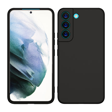 Matte Lens Protective Back Cover for Samsung Galaxy S22, Slim Silicone with Soft Lining Shockproof Flexible Full Body Bumper Case (Black)