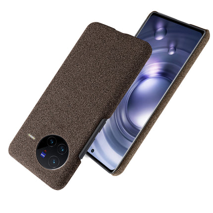 Mobizang Woven Soft Fabric Case for Vivo X80 (5G) Back Cover,  Shock Protection Slim Hard Anti Slip Back Cover (Brown)