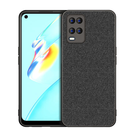 Soft Fabric Hybrid for Oppo A54 (4G) Back Cover, Shockproof Protection Slim Hard Back Case (Black)