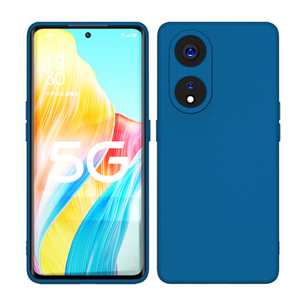 Mobizang Matte Protective Lens Flexible Back Cover for Oppo Reno 8T (5G) | Slim Silicone with Soft Lining Shockproof Full Body Bumper Case (Blue)