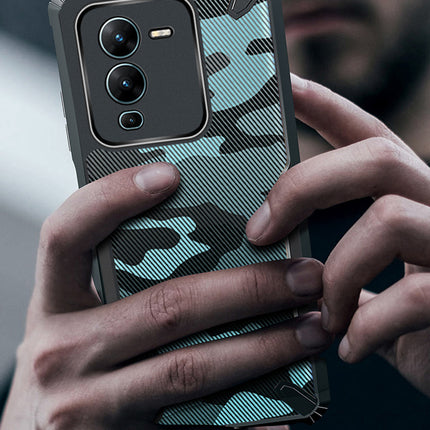 Mobizang Bull Camouflage Back Cover for Vivo V25 Pro (5G) , [Military Grade Protection] Shock Proof Slim Hybrid Bumper Case (Black)