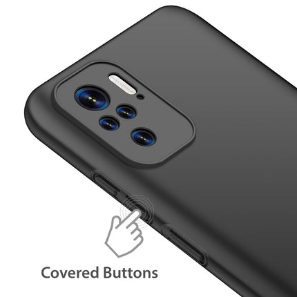 Silk Smooth Finish [Full Coverage] All Sides Protection Slim Back Cover For Xiaomi Redmi Note 10 /  Note 10S (Black)
