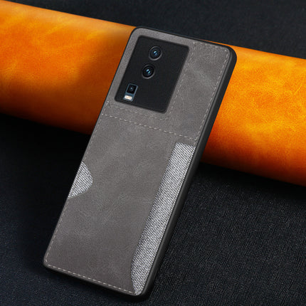 Mobizang Razor Wallet Back Case for IQOO Neo 7 (5G) | Slim PU Leather & Fabric Cover with Inbuilt Card Pocket (Grey)