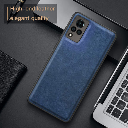 Tux Back Case For Vivo V21 (5G) , Slim Leather Case with Soft Edge Shockproof Back Cover (Blue)