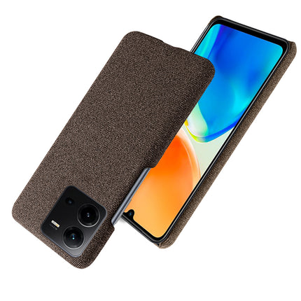 Mobizang Woven Soft Fabric Case for VIVO V25 (5G) Back Cover, Shock Protection Slim Hard Anti Slip Back Cover (Brown)