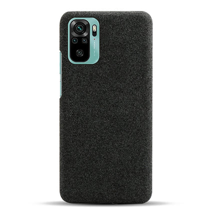 Woven Soft Fabric Case for Xiaomi Redmi Note 10 /  Note 10S Back Cover, Shock Protection Slim Hard Anti Slip Back Cover (Black)