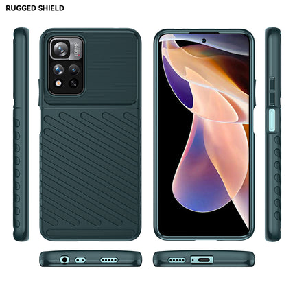 Mobizang Thunder Protective Flexible Back Cover for Xiaomi 11i / 11i Hypercharge | Slim Anti Slip Rugged TPU Shockproof Full Body Bumper Case (Green)