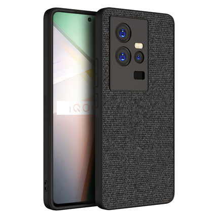 Mobizang Soft Full Fabric Hybrid for IQOO 11 Back Cover | Shockproof Hybrid Slim Hard Anti Slip Back Case (Black)