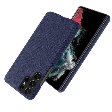 Mobizang Woven Soft Fabric Case for Samsung Galaxy S23 ULTRA Back Cover,Shock Protection Slim Hard Anti Slip Back Cover (Blue)