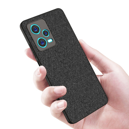 Mobizang Soft Full Fabric for Redmi Note 12 (5G) Back Cover | Shockproof Slim Hard Anti Slip Back Case (Black)
