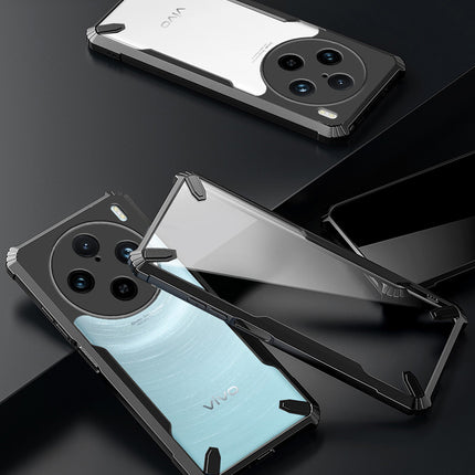 Mobizang Bull Clear Back Cover for Vivo X100 Pro | [Military Grade Protection] Shock Proof Slim Hybrid Bumper Case (Black)