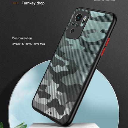 Camouflage Paper Thin Back Cover For Xiaomi Redmi Note 10 /  Note 10S , Super Slim Matte Translucent Full Protection Back Case (Black)