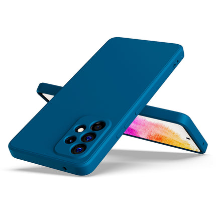 Matte Lens Protective Back Cover for Samsung Galaxy A53 (5G), Slim Silicone with Soft Lining Shockproof Flexible Full Body Bumper Case (Blue)