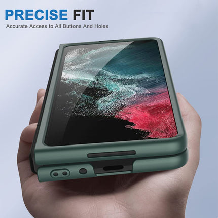 Mobizang Ultra Thin PC Case with Golden Lens Ring for Galaxy Z Fold4 - Green