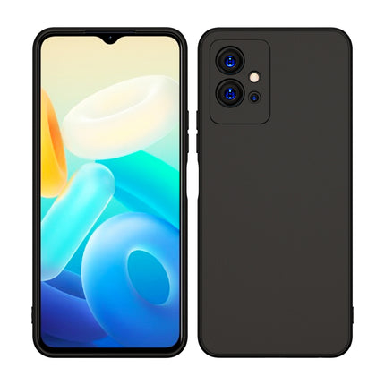 Matte Lens Protective Shockproof Flexible Back Cover for Vivo T1, Slim Silicone with Soft Lining Shockproof Flexible Full Body Bumper Case (Black)