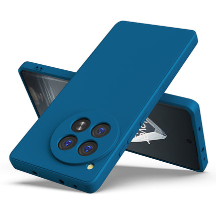 Mobizang Matte Protective Lens Flexible Back Cover for Oneplus 12R | Slim Silicone with Soft Lining Shockproof Full Body Bumper Case (Blue)