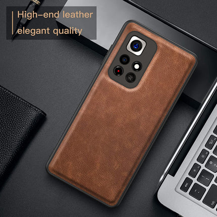 Tux Back Case For Redmi Note 11T (5G) , Slim Leather Case with Soft Edge Shockproof Back Cover (Brown)