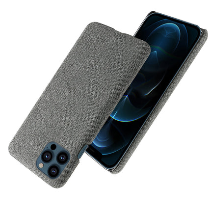 Woven Soft Fabric Case for Apple iPhone 13 Pro Max Back Cover, Shock Protection Slim Hard Anti Slip Back Cover (Grey)